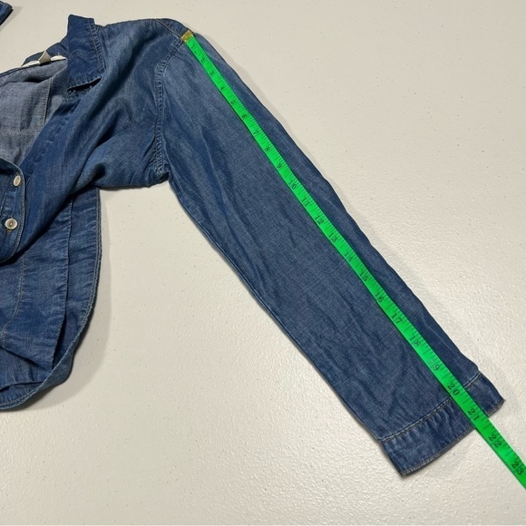 Anthropologie Cloth & Stone Chambray Tencel Lyocell Popover Long Sleeve v-neck - Picture 7 of 7